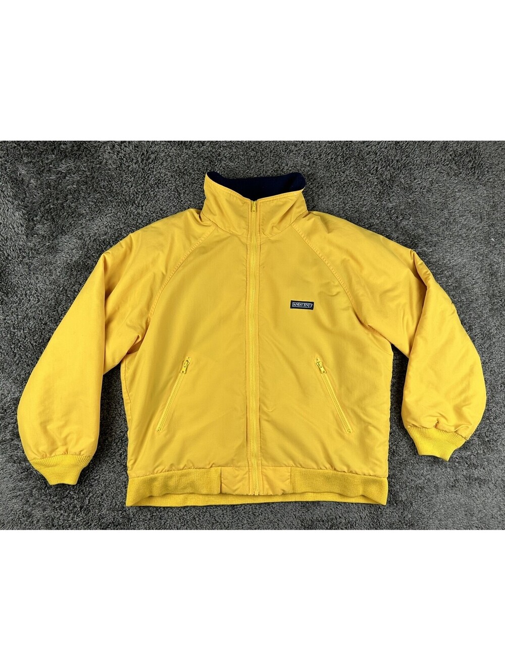 Vintage Lands End Mens L Yellow Fleece Lined Thinsulate Squall Bomber Jacket